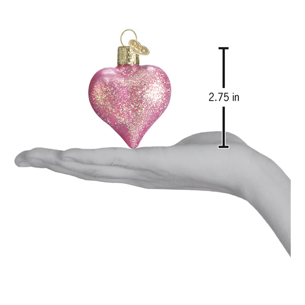 Pink Glittered Heart Ornament - Southlake Paws
