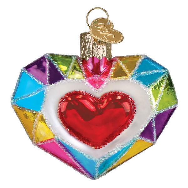 Faceted Heart Ornament - Southlake Paws