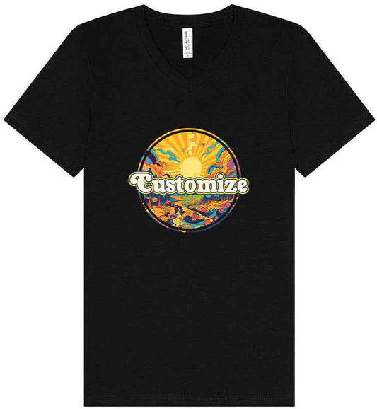 Custom Trippy Peaks Unisex V-Neck Shirt