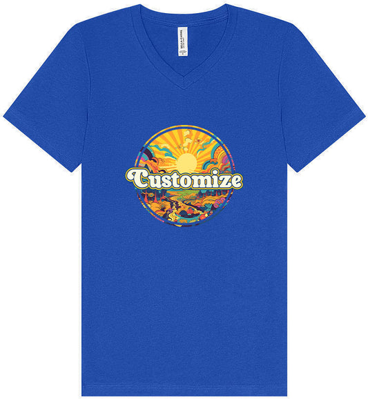 Custom Trippy Peaks Unisex V-Neck Shirt