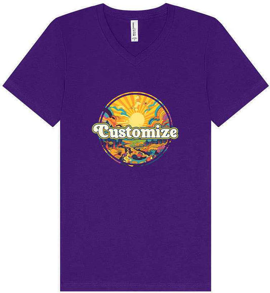 Custom Trippy Peaks Unisex V-Neck Shirt