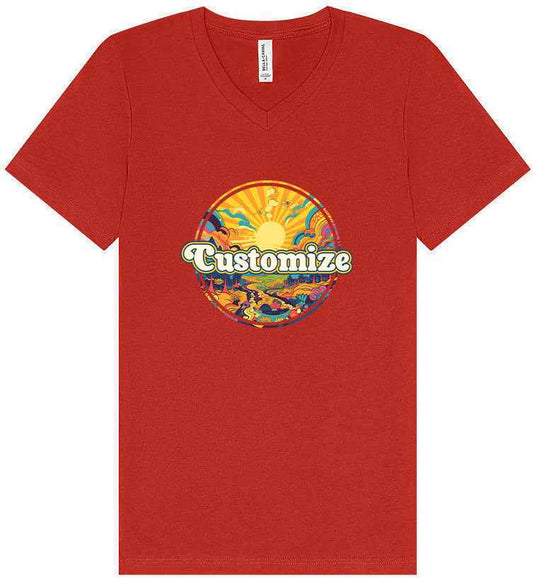 Custom Trippy Peaks Unisex V-Neck Shirt