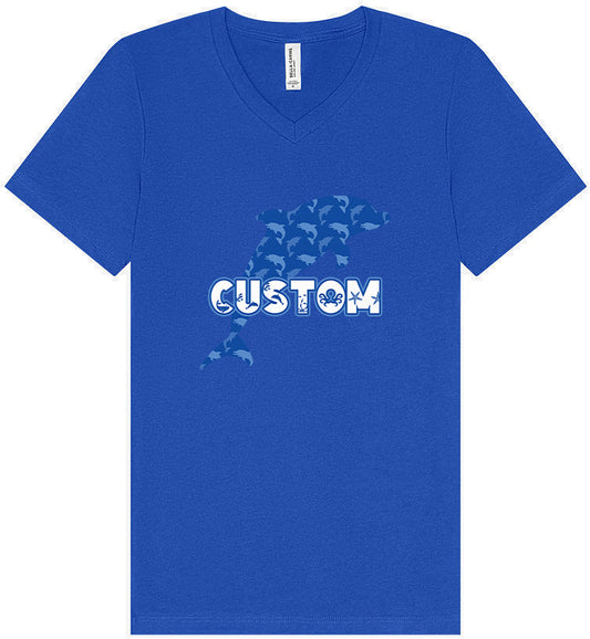 Custom Blue Dolphins Unisex V-Neck Shirt