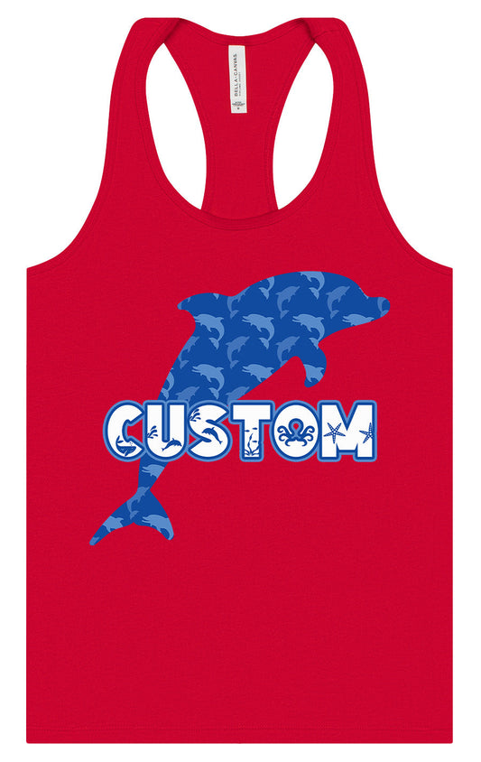 Custom Blue Dolphins Women's Racerback Tank