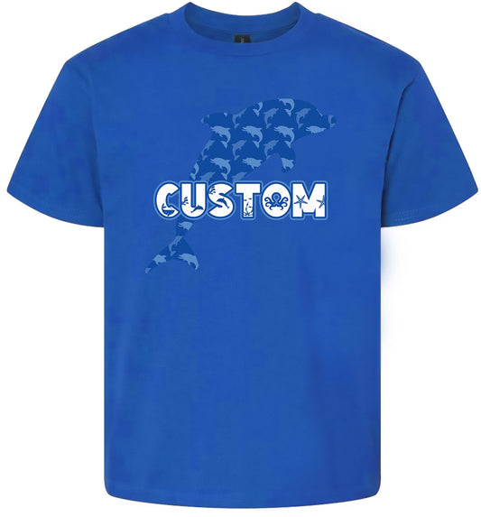 Custom Blue Dolphins Children's Gildan Soft Shirt