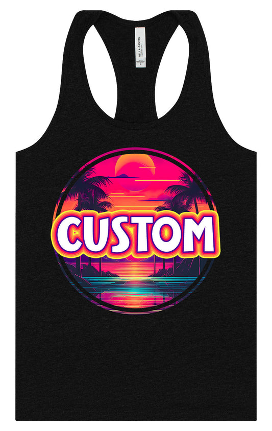 Custom Neon Beach Sunset Women's Racerback Tank