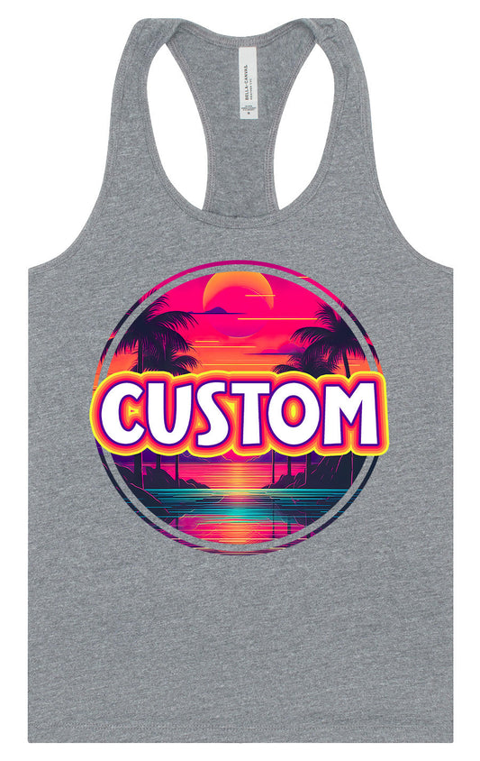 Custom Neon Beach Sunset Women's Racerback Tank