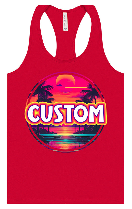 Custom Neon Beach Sunset Women's Racerback Tank