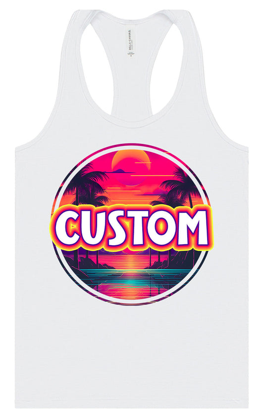 Custom Neon Beach Sunset Women's Racerback Tank