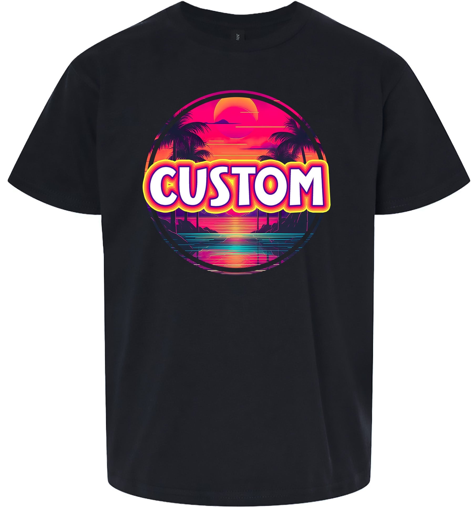 Custom Neon Beach Sunset Children's Gildan Soft Shirt