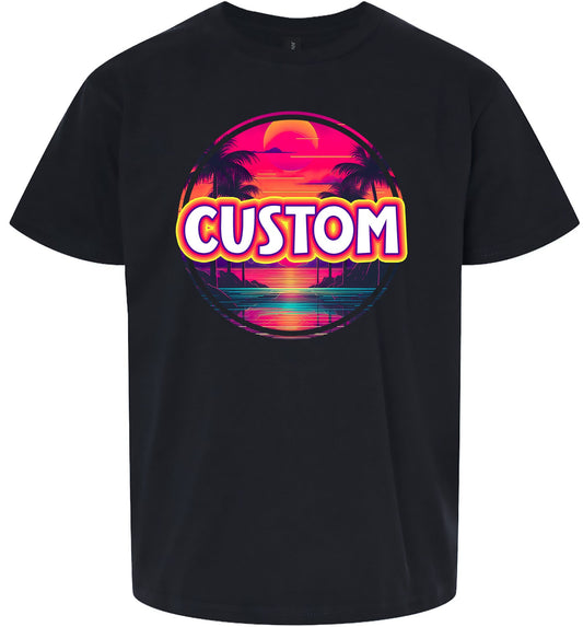 Custom Neon Beach Sunset Children's Gildan Soft Shirt