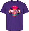 Load image into Gallery viewer, Custom Neon Beach Sunset Children's Gildan Soft Shirt
