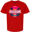 Load image into Gallery viewer, Custom Neon Beach Sunset Children's Gildan Soft Shirt

