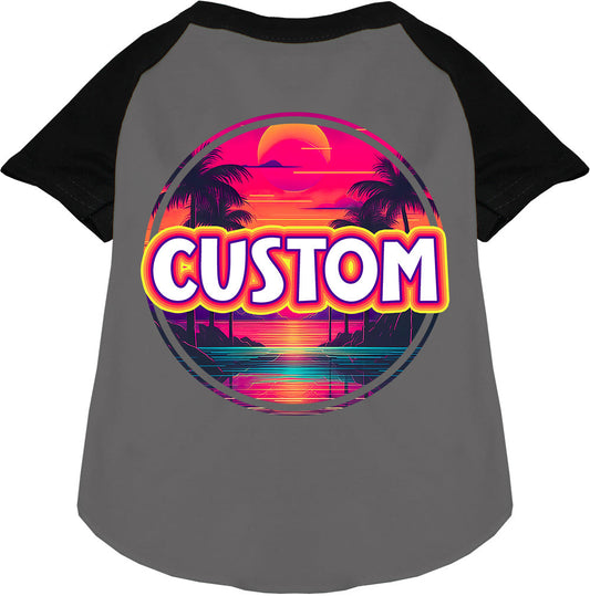 Custom Neon Beach Sunset Pet Raglan Shirts
