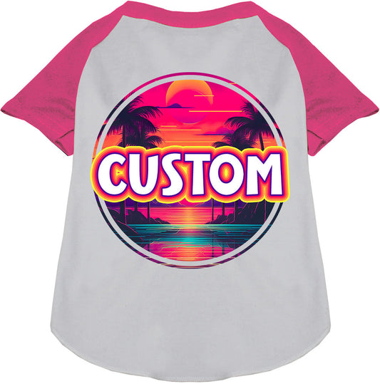 Custom Neon Beach Sunset Pet Raglan Shirts