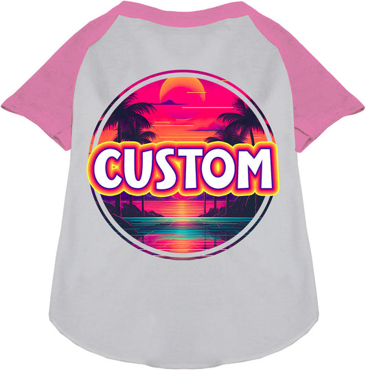 Custom Neon Beach Sunset Pet Raglan Shirts
