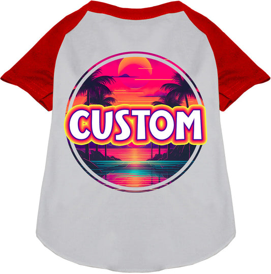 Custom Neon Beach Sunset Pet Raglan Shirts