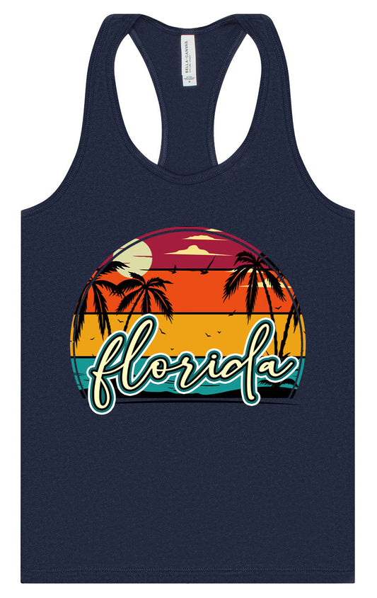 Custom Retro Beach Sunset Women's Racerback Tank