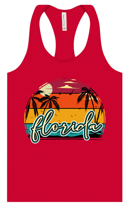 Custom Retro Beach Sunset Women's Racerback Tank