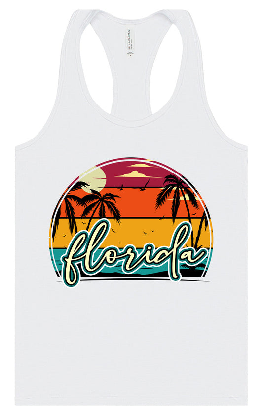 Custom Retro Beach Sunset Women's Racerback Tank