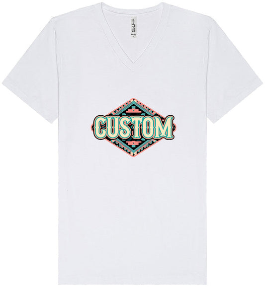 Custom Peach Aztec Unisex V-Neck Shirt