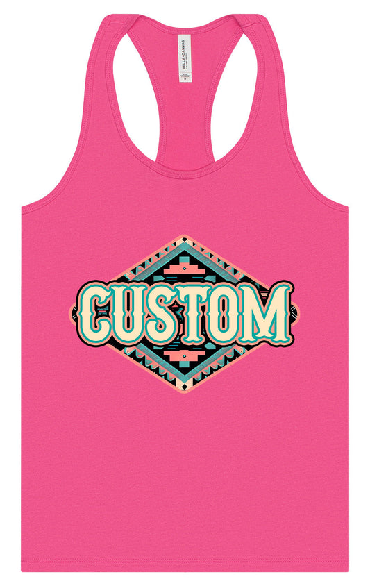 Custom Peach Aztec Women's Racerback Tank