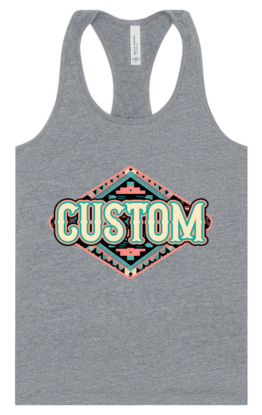 Custom Peach Aztec Women's Racerback Tank