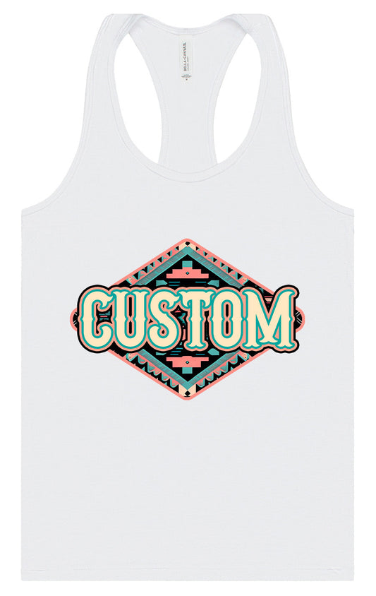 Custom Peach Aztec Women's Racerback Tank