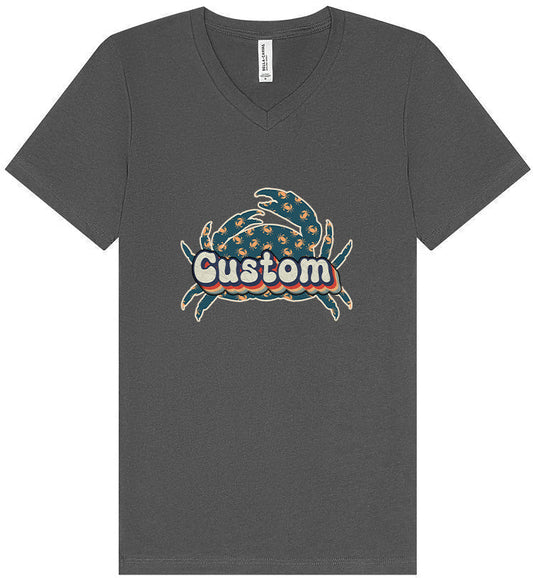 Custom Retro Crabs Unisex V-Neck Shirt