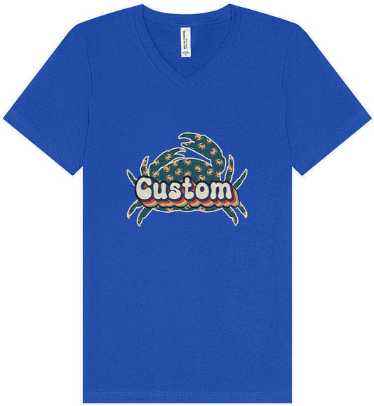 Custom Retro Crabs Unisex V-Neck Shirt