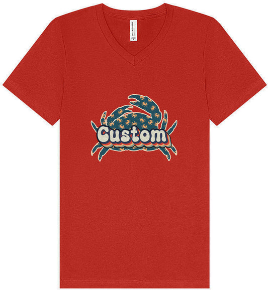 Custom Retro Crabs Unisex V-Neck Shirt