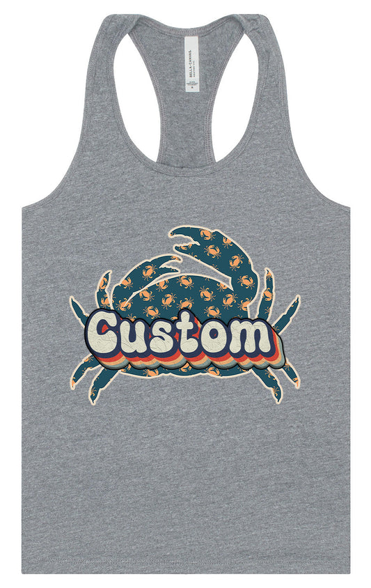 Custom Retro Crabs Women's Racerback Tank
