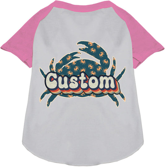Custom Retro Crabs Pet Raglan Shirts
