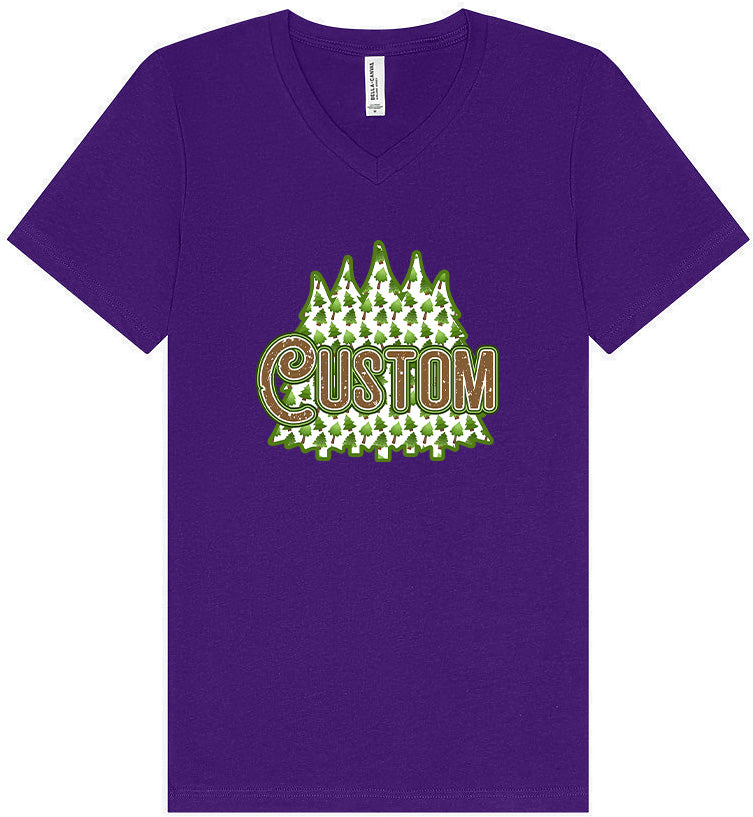 Custom Woodland Trees Unisex V-Neck Shirt
