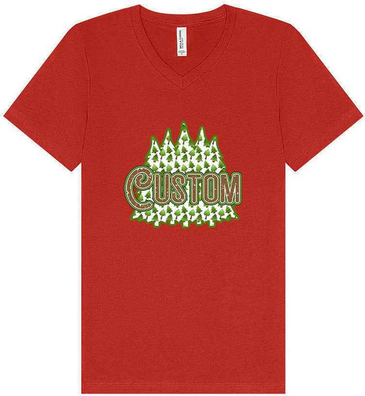 Custom Woodland Trees Unisex V-Neck Shirt