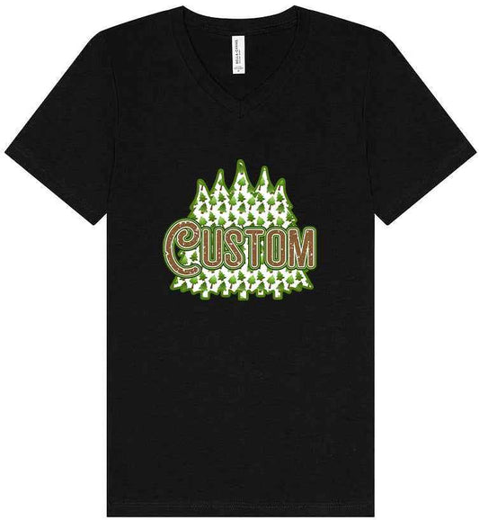 Custom Woodland Trees Unisex V-Neck Shirt