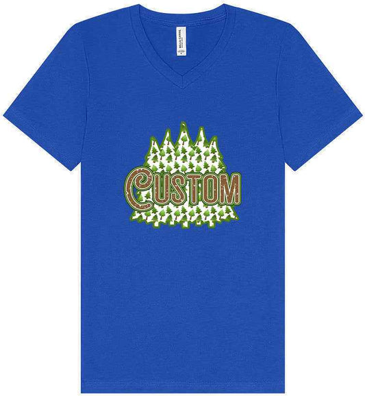 Custom Woodland Trees Unisex V-Neck Shirt