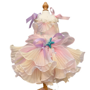 Luxury Handmade Pink Pearl Starfish Dog Party Dress