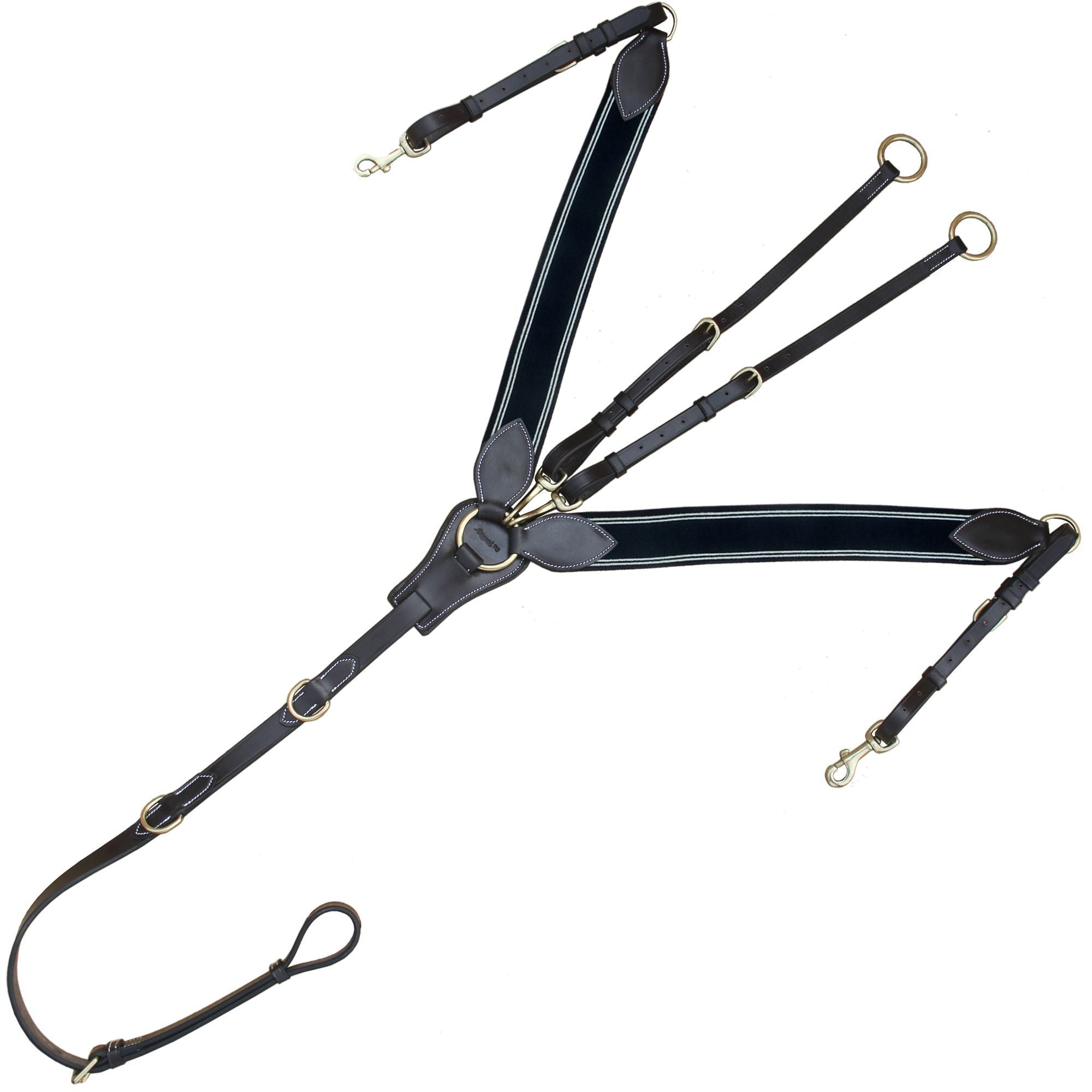 ExionPro Wide Elastic 3 Point Breastplate - Navy Blue Elastic with White Lines