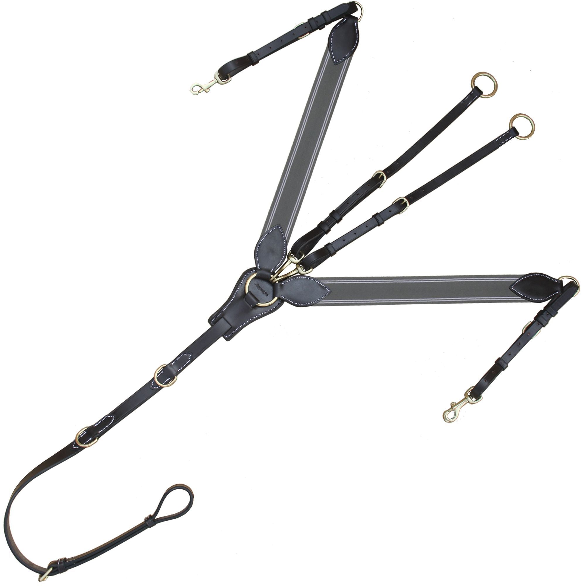 ExionPro Wide Elastic 3 Point Breastplate - Grey Elastic & White Lines 