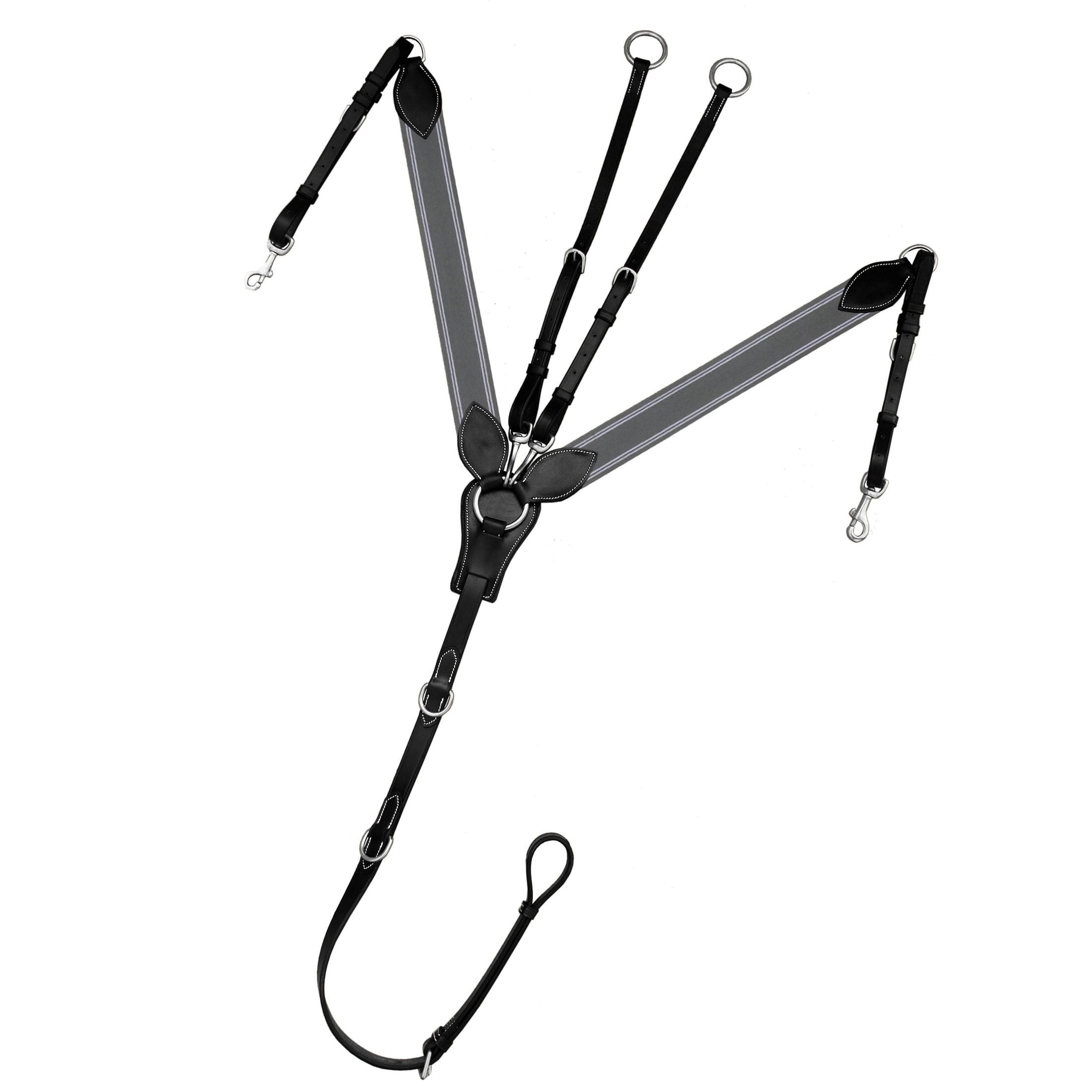 ExionPro Wide Elastic 3 Point Breastplate - Grey Elastic & White Lines