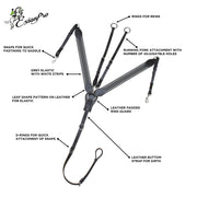 ExionPro Wide Elastic 3 Point Breastplate - Grey Elastic & White Lines 