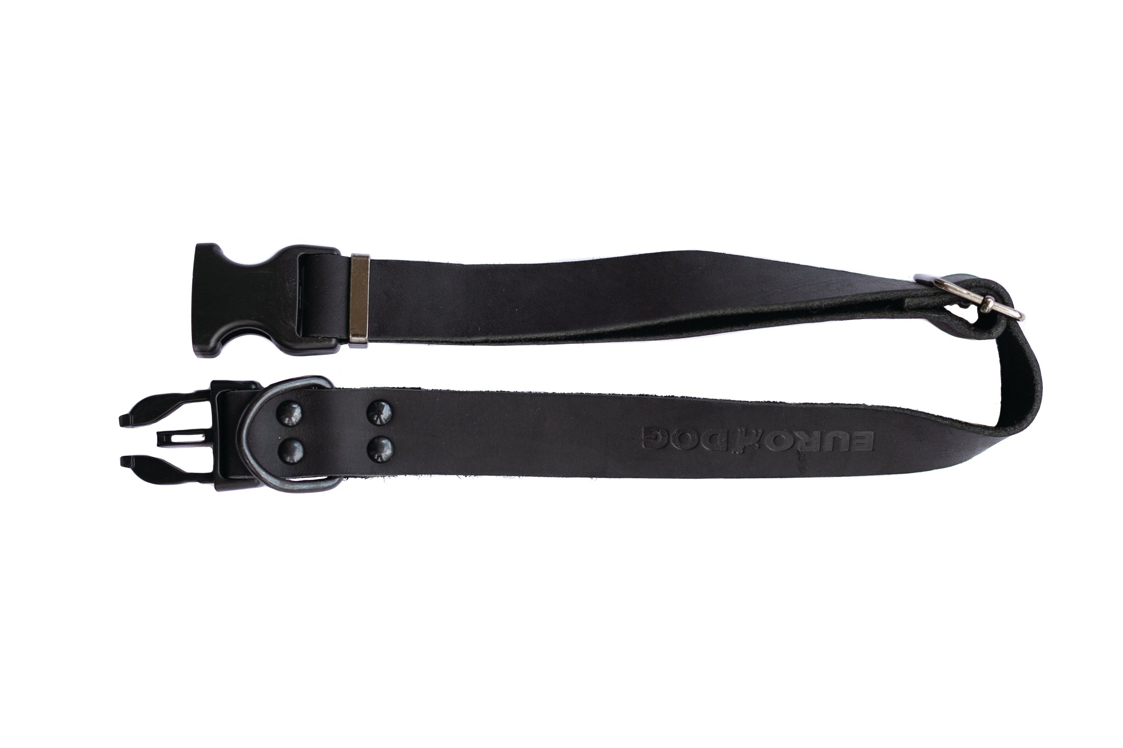 Sport Style Midnight Black Leather Dog Collar - image 3