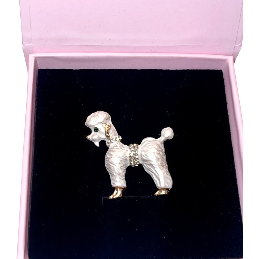 Pearl White Poodle Brooch - Southlake Paws