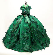 Emerald Green Floral Pet Gown | Luxury Dog Dress for Weddings & Special Occasions
