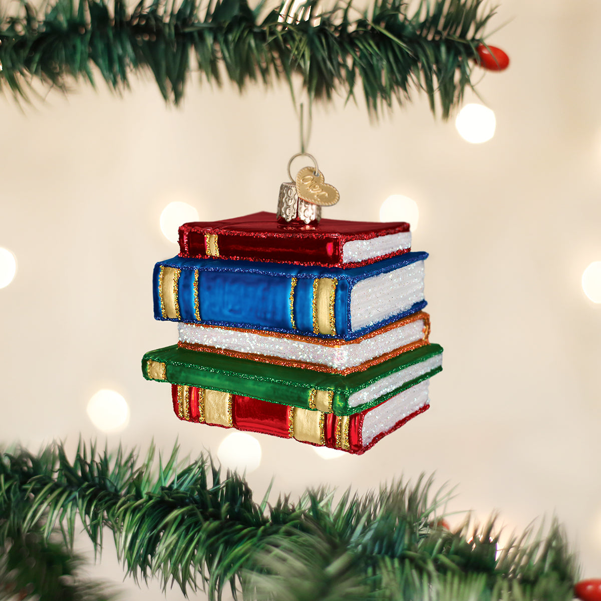 Stack Of Books Ornament - Southlake Paws