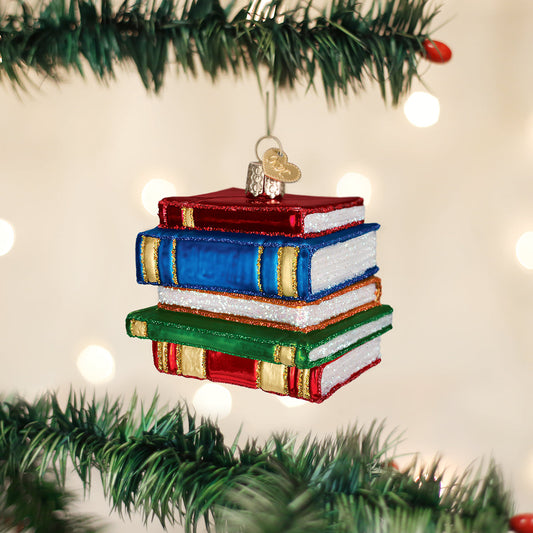Stack Of Books Ornament - Southlake Paws