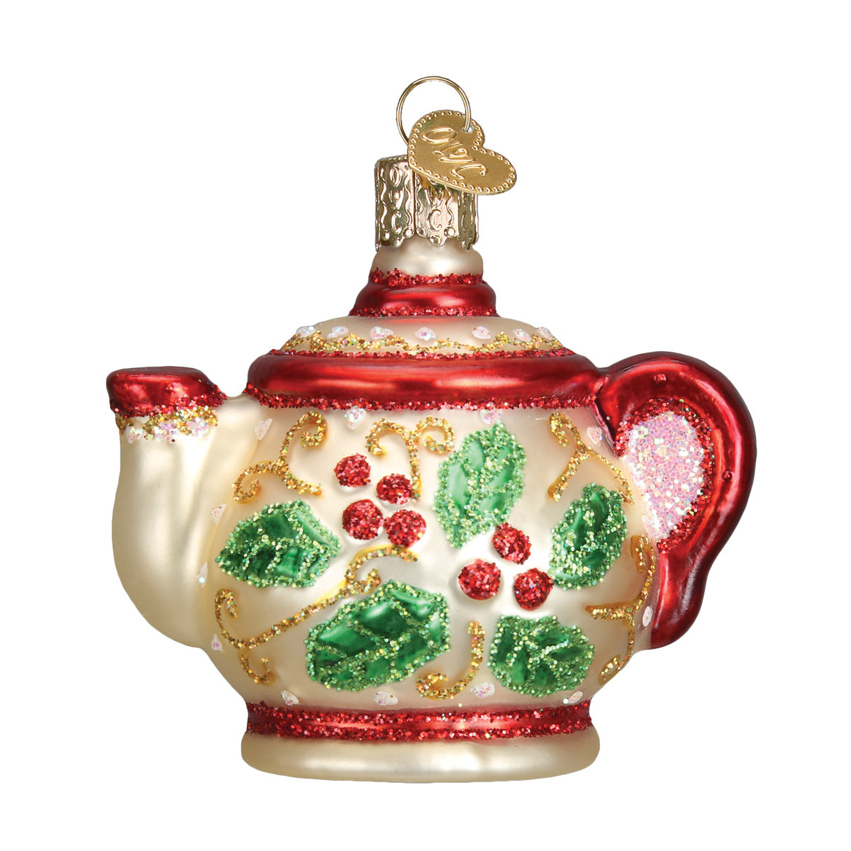 Holly Teapot Ornament - Southlake Paws