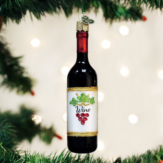 Red Wine Bottle Ornament - Southlake Paws