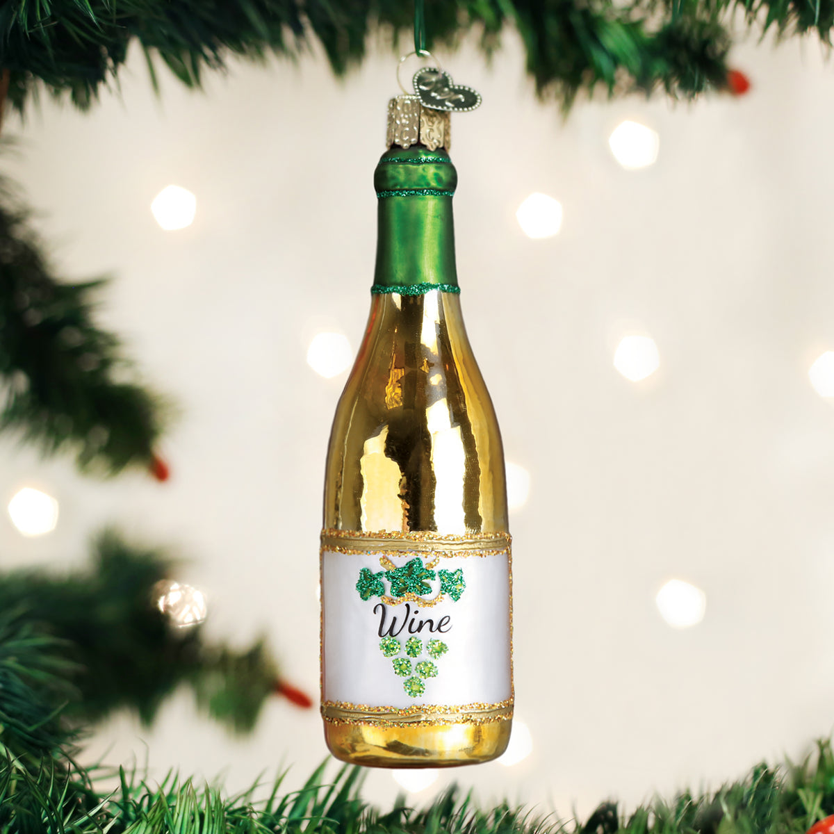 White Wine Bottle Ornament - Southlake Paws